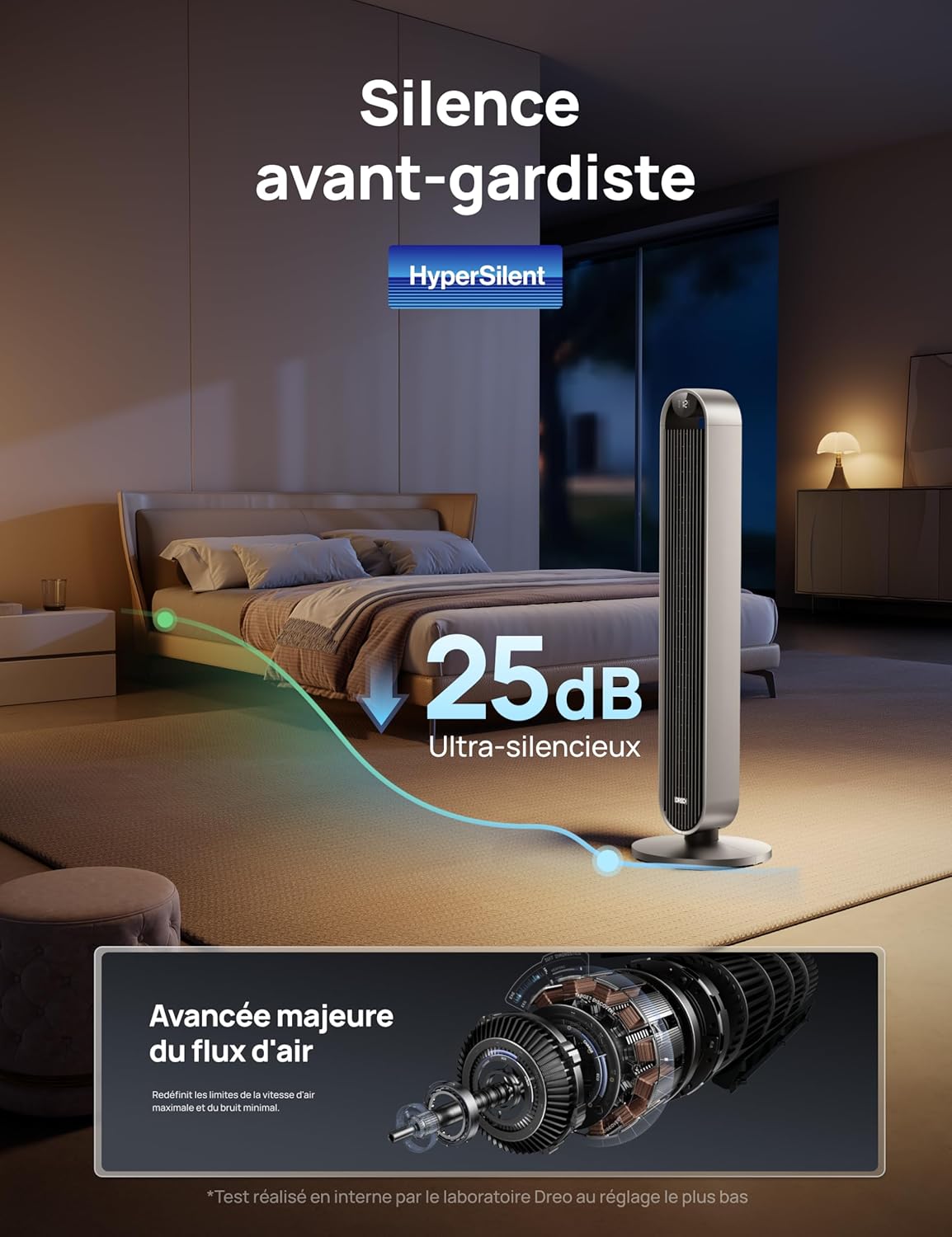 Dreo - Pilot Max - colonne 96cm, WiFi, Alexa, 12 vitesses, 25dB