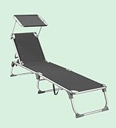 avec auvent réglable. Comprend un cadre en aluminium, une surface en tissu texturé et de multiples positions d'inclinaison pour la détente en plein air et