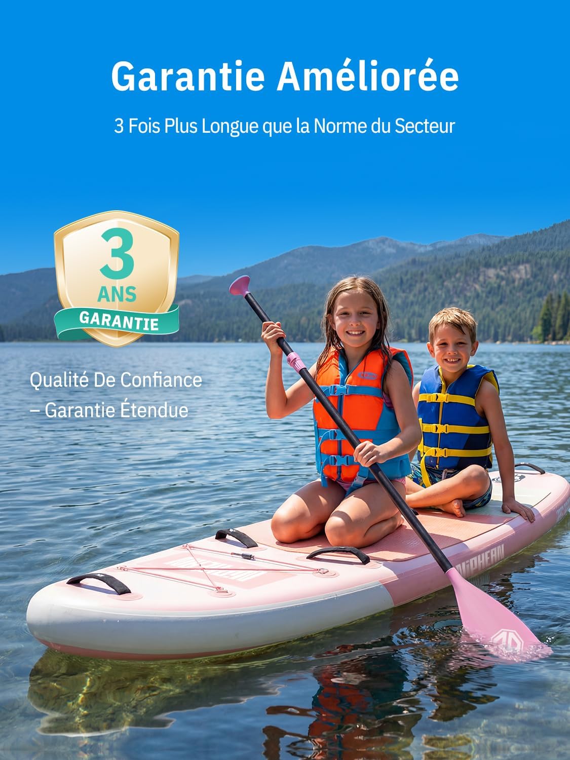 Niphean - Paddle Gonflable Adulte Ultraléger 320x84cm, siège inclus, +30% stabilité, surface antidérapante