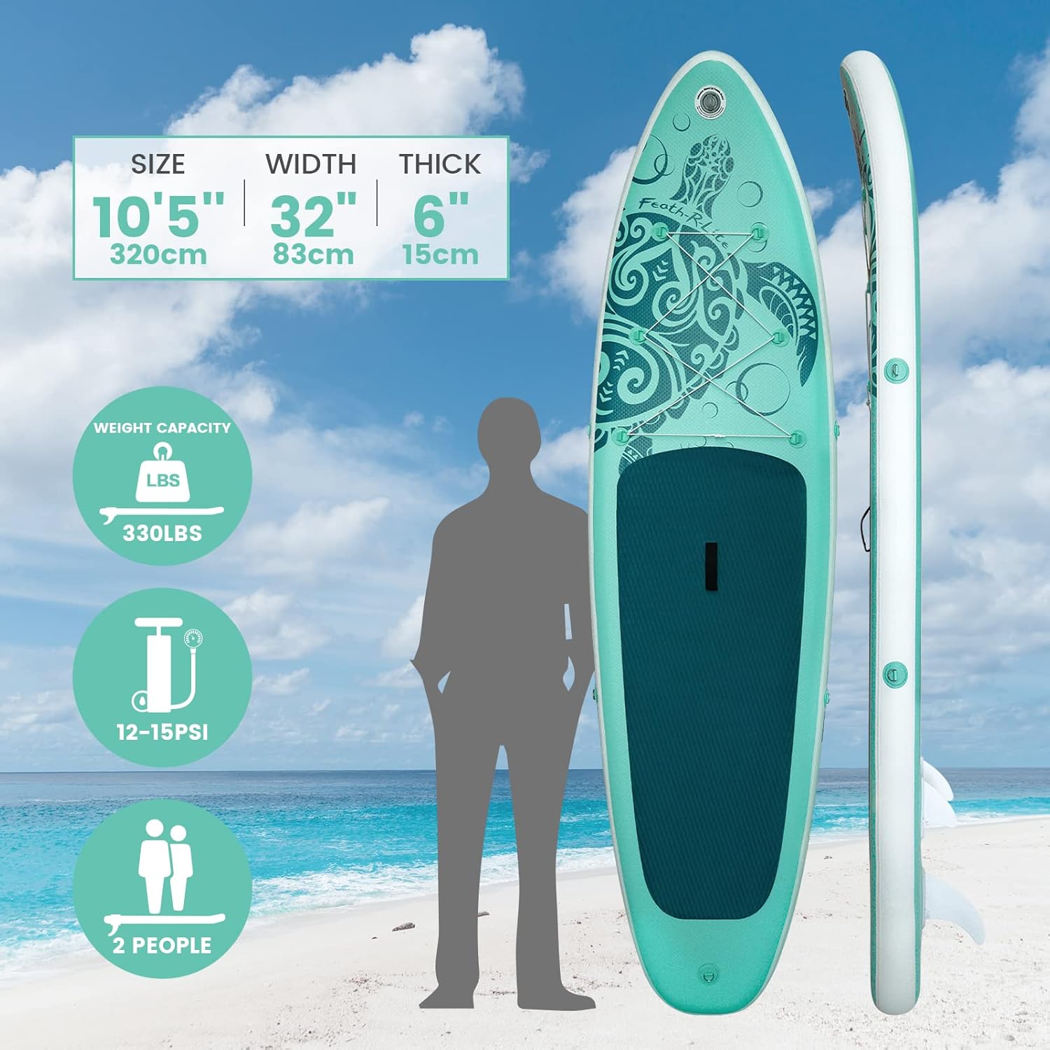 FEATH-R-LITE Stand Up Paddle Board Gonflable pour Adultes Sup avec Deux configurations différentes d'accessoires