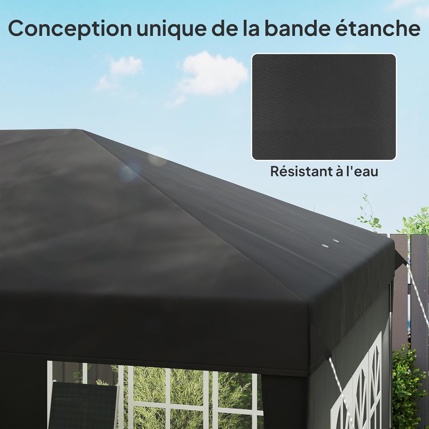 Outsunny - Tonnelle pliante pop-up 3x6m - 3 côtés amovibles, sac de transport, piquets, noir