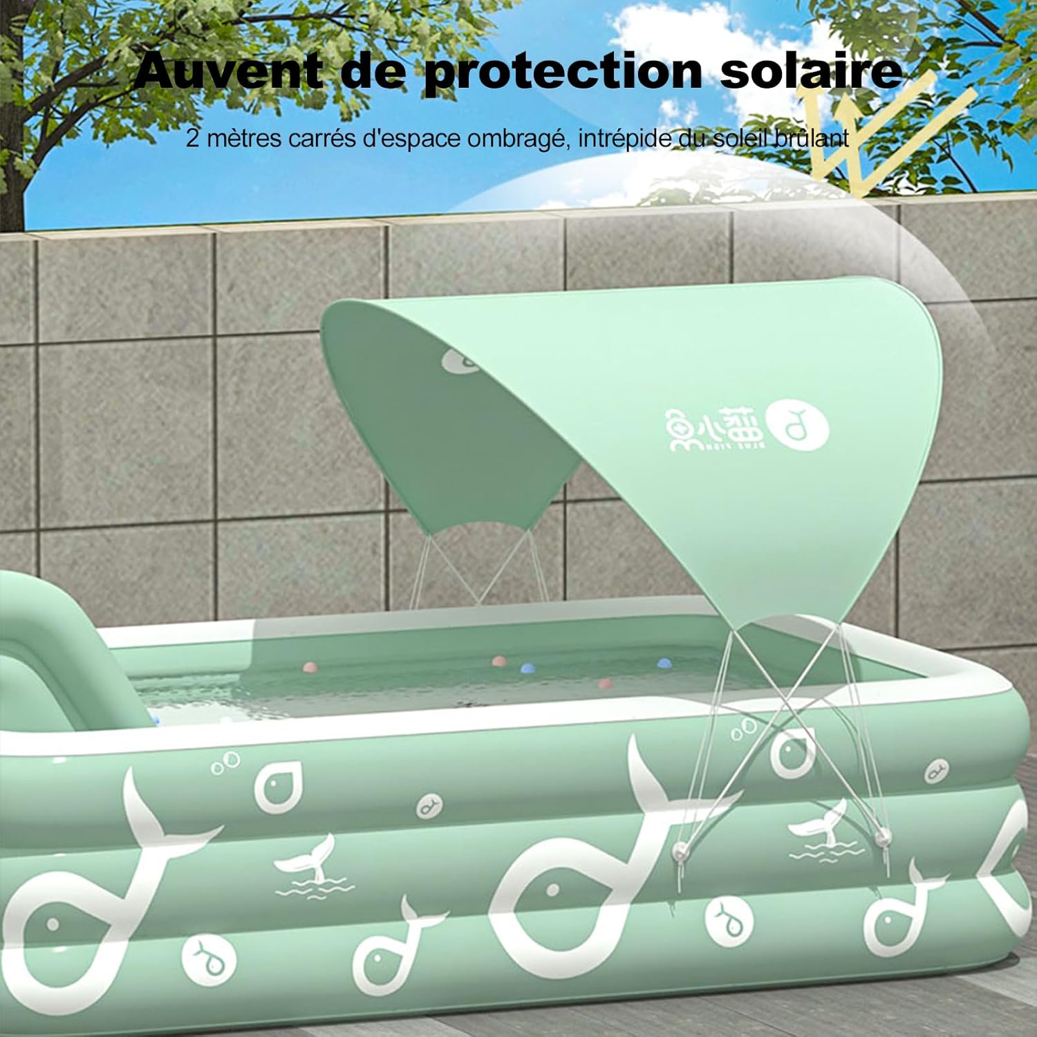 Ergocar Piscine d'Été Ombragée Gonflable avec Toboggan Intégré - Piscine Extérieure pour Enfants et Adultes