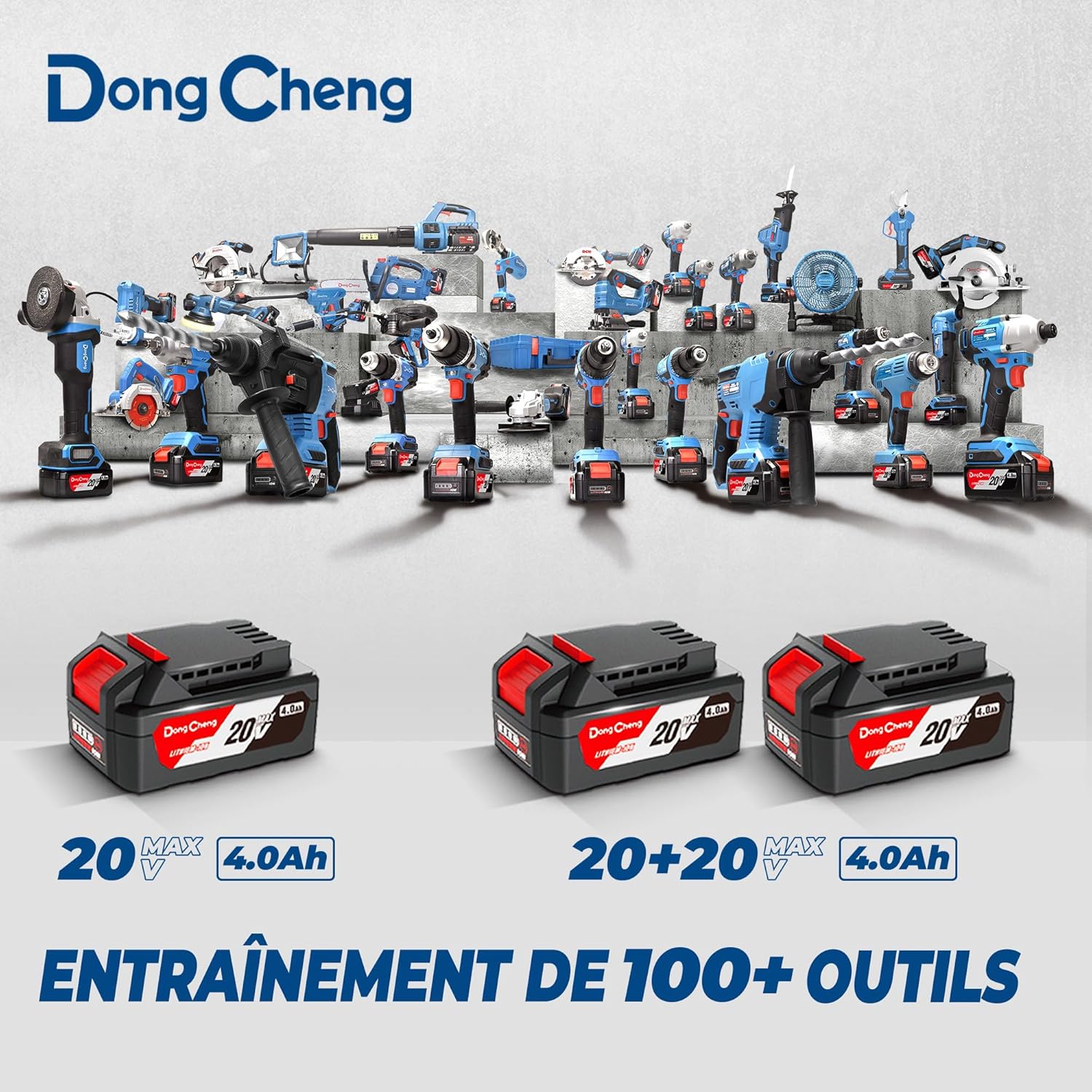 Dong Cheng - Tronçonneuse sans fil 40V - 38 cm - Moteur brushless, 2 batteries 4 Ah