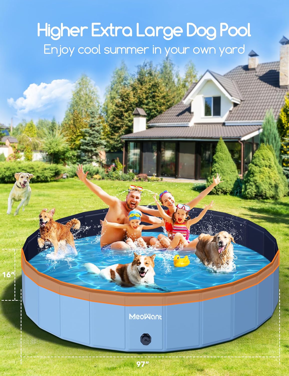 Meowant - Piscine pliable grande taille - 246x40 cm - antidérapante, intérieure/extérieure
