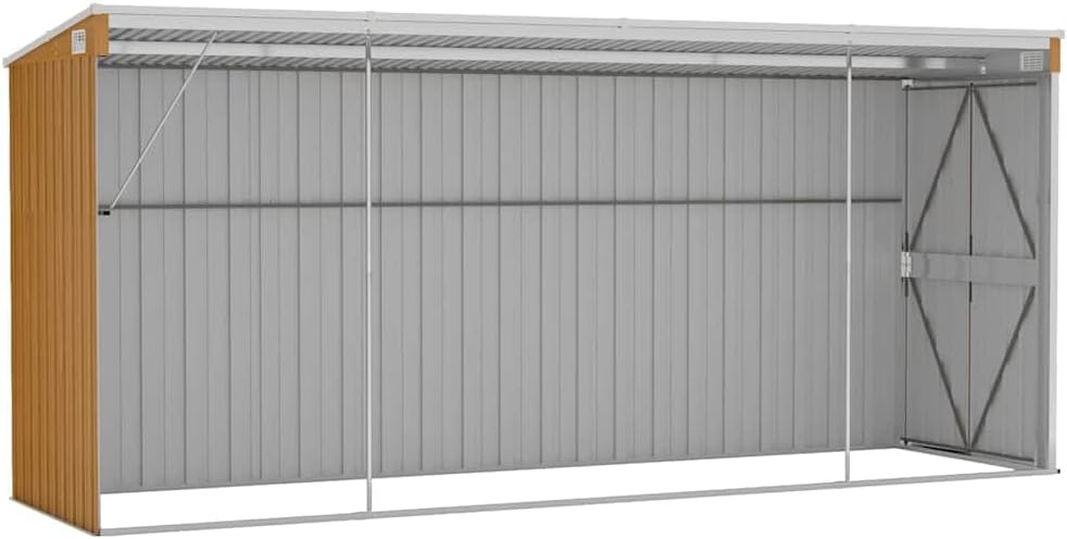 Générique Abri de Jardin Mural Marron 118 x 382 x 178 cm Acier galvanisé,Structures extérieures, Cabanes & abris de Jardin,316232
