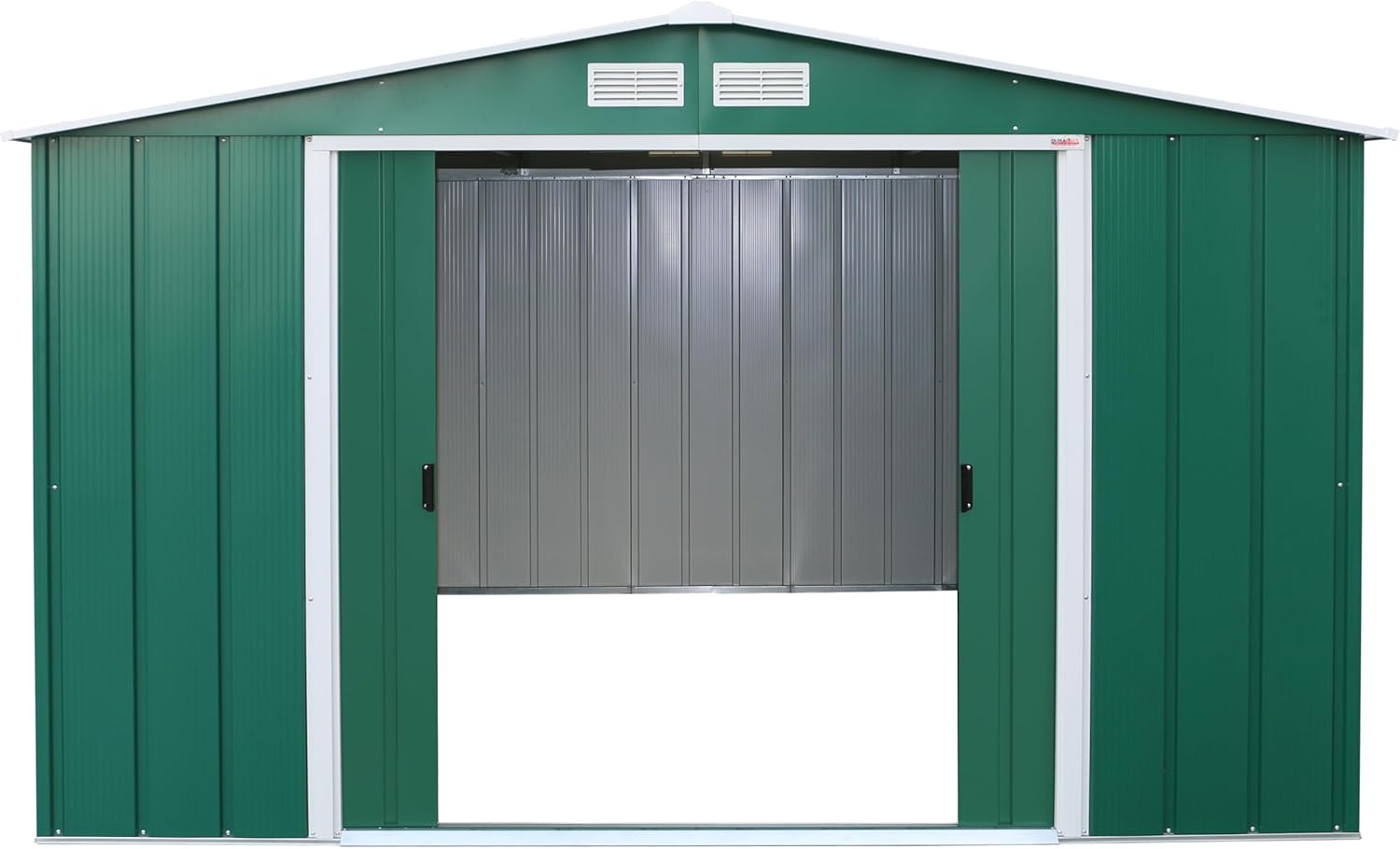 Duramax ECO 10 x 10 (9.16 m²) Abri de Jardin en Métal Galvanisé à Chaud, Structure de Toit Renforcée, Sans Entretien, Vert