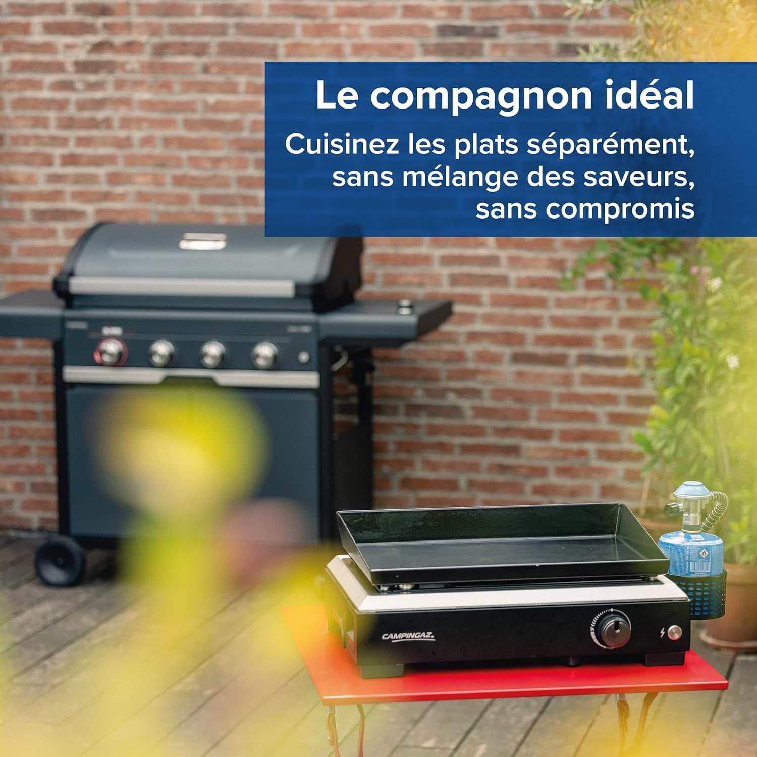 Campingaz - Othello 1 CV - Plancha 2,8kW - plaque acier émaillé, BlueFlame