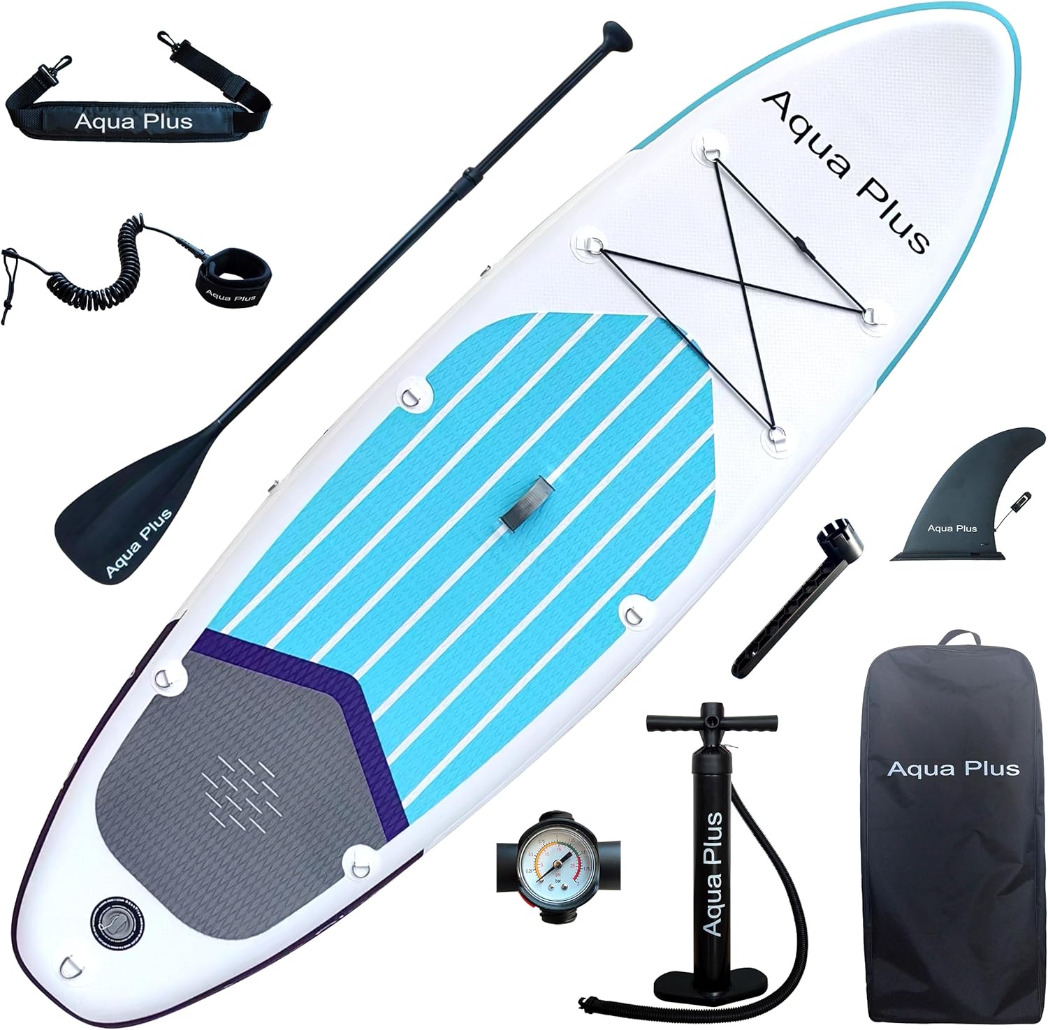 Aqua Plus - SUP gonflable 15cm - planche à pagaie, pompe, sac à dos