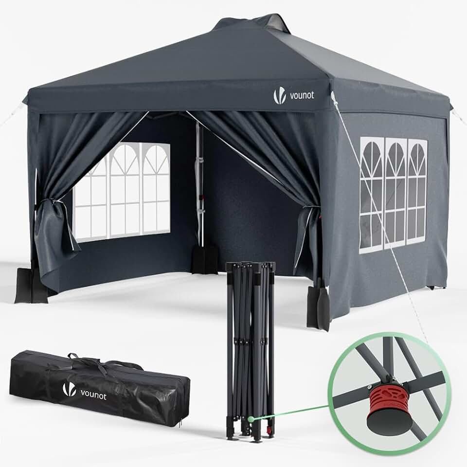 VOUNOT - Tonnelle pliable 3x3m - imperméable, anti-UV, réglable
