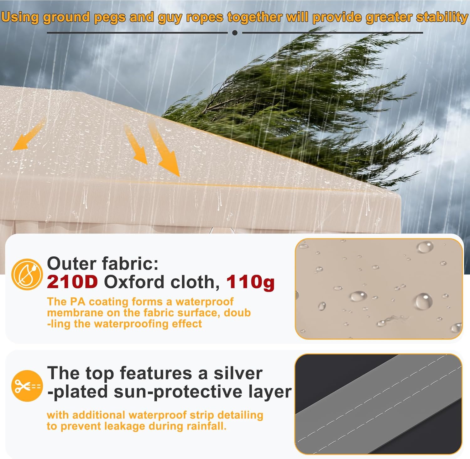 JUMMICO - tonnelle pliante série 3x6 - réglable, imperméable, anti-UV, toile épaisse
