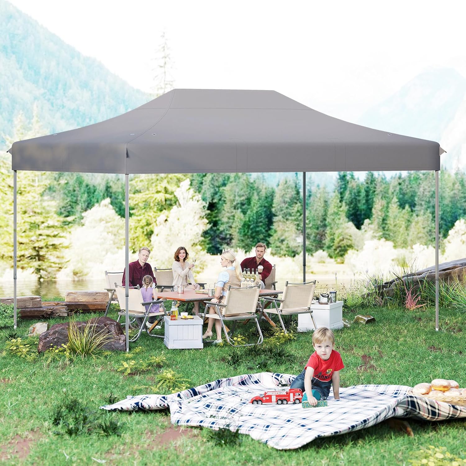 GOPLUS - tonnelle pliante 3x4,5m - imperméable, réglable, 10-12 pers