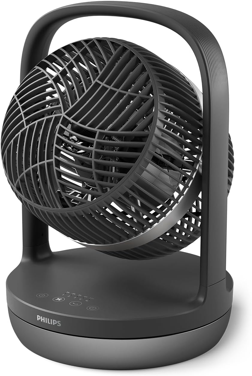 Philips Ventilateur de Table Oscillant Série 3000. Puissant & Silencieux Technologie SilentWings. 23dB. Circulation de l'air. Réglable à 180°. Pour Chambre, Maison et Bureau. Noir (CX3050/01)