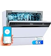 Midea Petit lave-vaisselle Blanc 55 cm pour 6 services - Lave-vaisselle compact et portable sans I...
