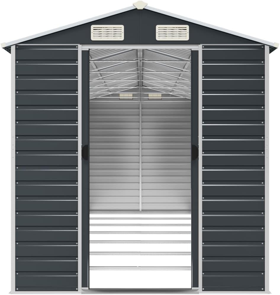 LAPOOH Abri de Jardin Anthracite 191x640x198 cm Acier galvanisé,Abris De Jardin,Abri De Stockage pour Jardin,Abri D'Outils De Jardin