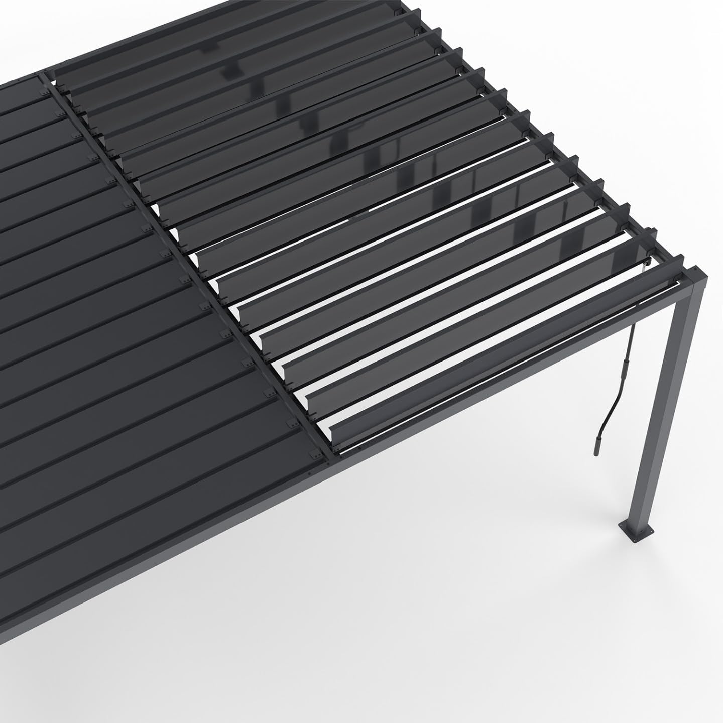 IDMarket - Pergola bioclimatique acier 3x4m, 4 stores, gris anthracite