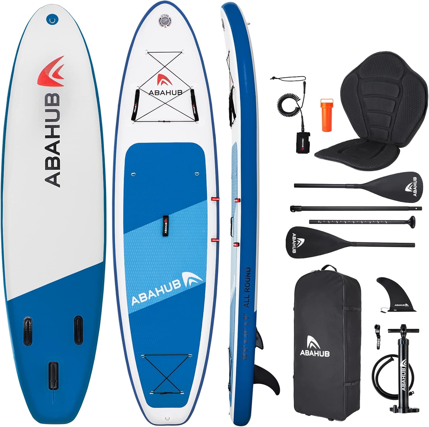 Abahub - Paddle gonflable adulte avec siège - 320x78/84x15cm - pagaie alu réglable, pack SUP