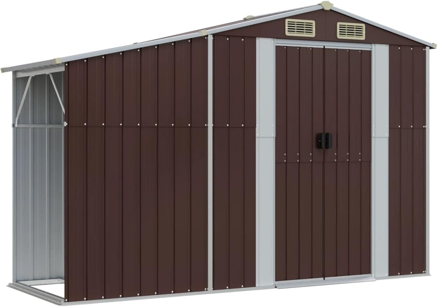 LAPOOH Abri de Jardin Marron 277x365,5x179 cm Acier galvanisé,Abris De Jardin,Abri De Stockage pour Jardin,Abri D'Outils De Jardin