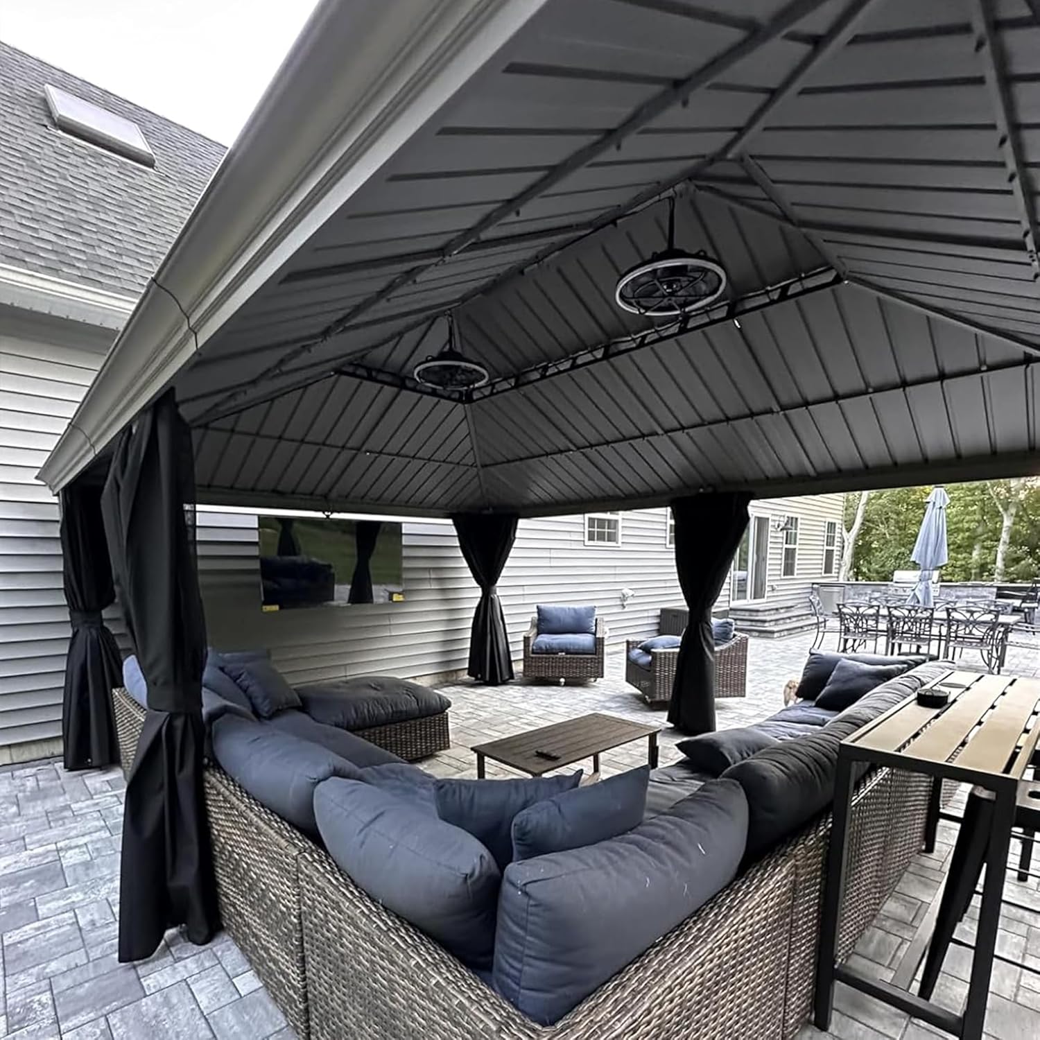 PURPLE LEAF - tonnelle double toit - 4,25x6m - alu, moustiquaire, rideaux