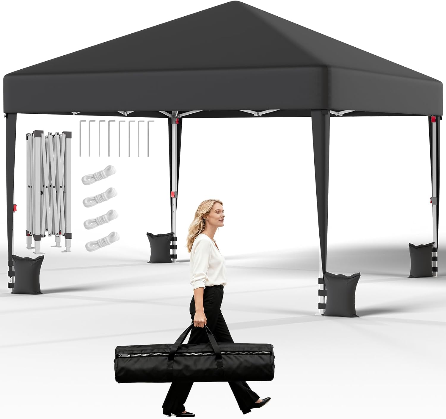 JUMMICO - tonnelle pliante - 3x3m - réglable, anti-UV, imperméable