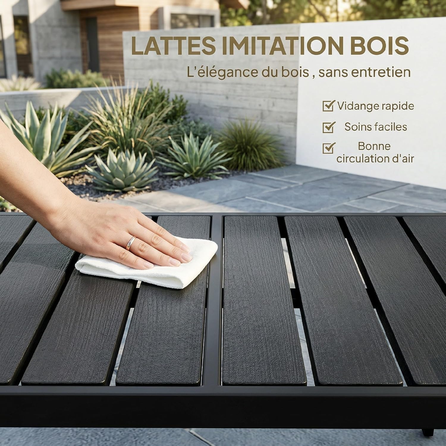 Outsunny - salon de jardin 4 pièces - canapé 2 places, table basse, fauteuils, noir