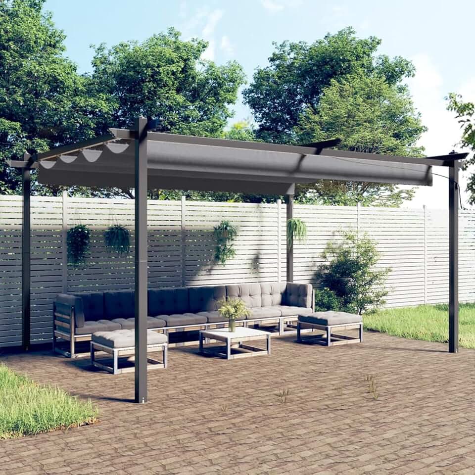 Homgoday - tonnelle extensible 4x3m, toit ouvrant, protection UV, anthracite