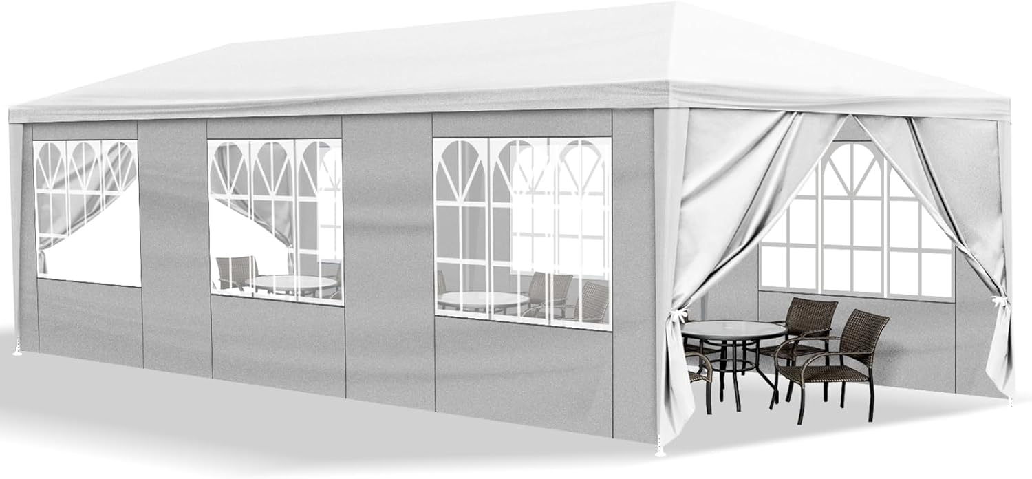 Bonnlo - tonnelle de jardin Série PE - 3x9m - 8 parois, 6 fenêtres, imperméable
