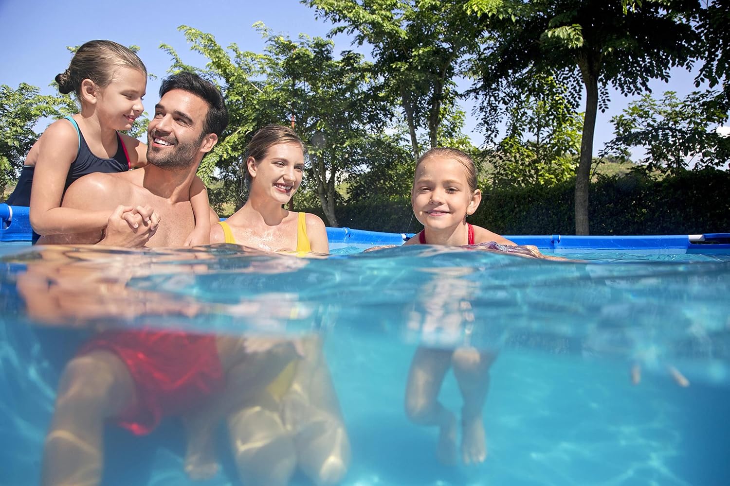 Bestway – Steel Pro – Piscine rectangulaire pour Enfant – avec Cadre en Acier et Pompe filtrante Piscine pour Enfant. 400 x 211 x 81 cm Bleu
