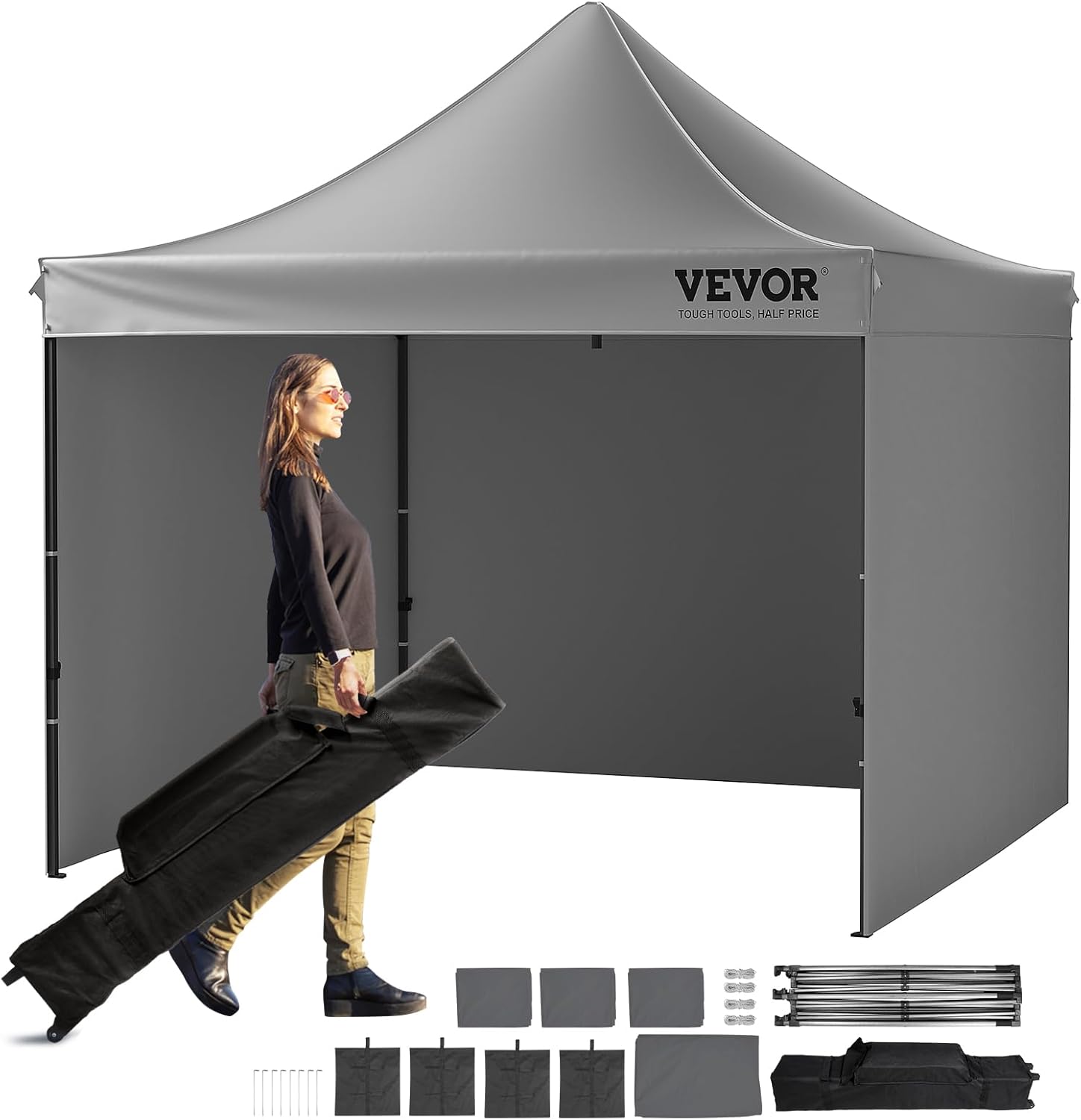 VEVOR - tonnelle pop-up série - 304x304 cm - parois amovibles, résistante UV, imperméable, sac à roulettes