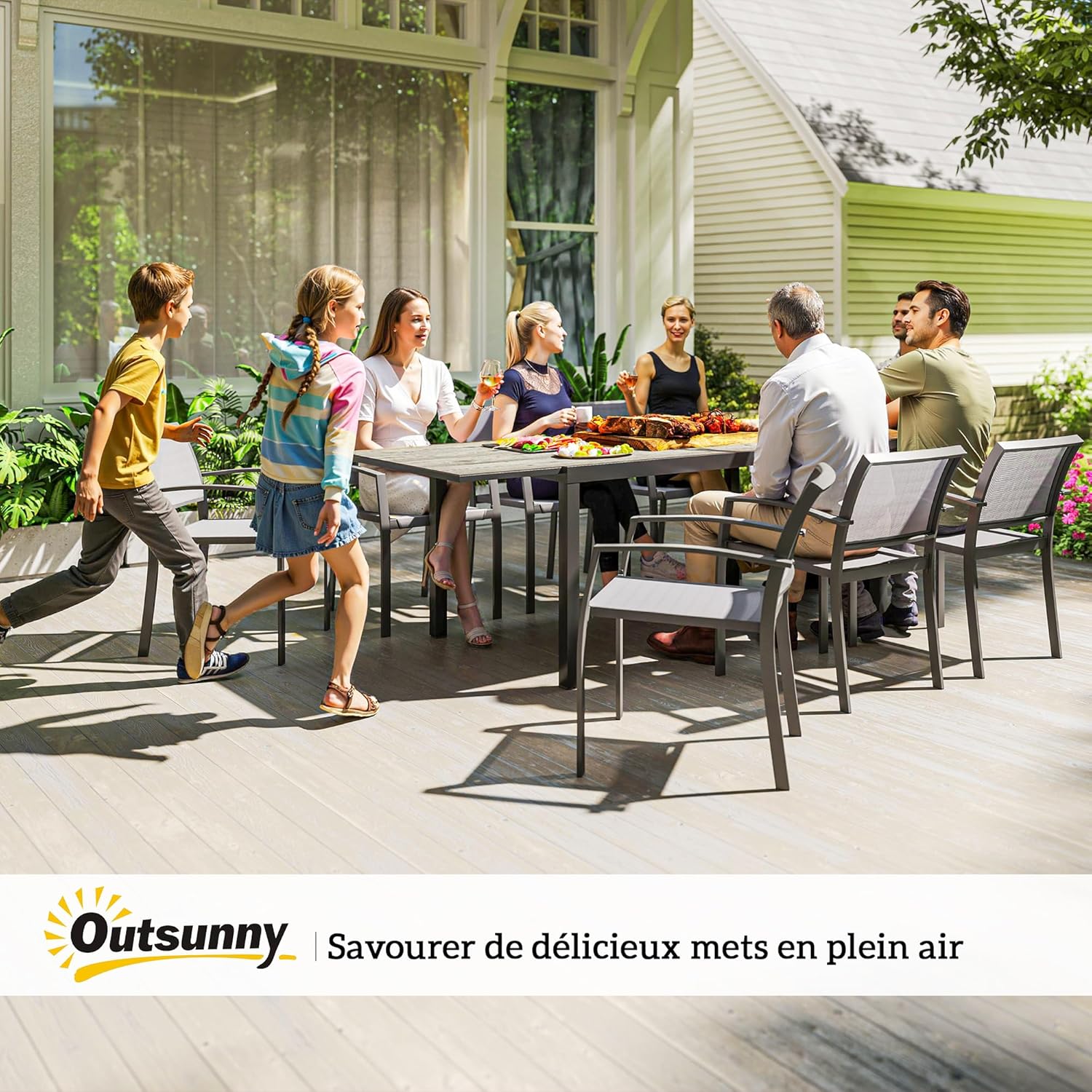 Outsunny - Table Extensible rectangulaire - 160/240 cm - aluminium, acier, 6-8 personnes