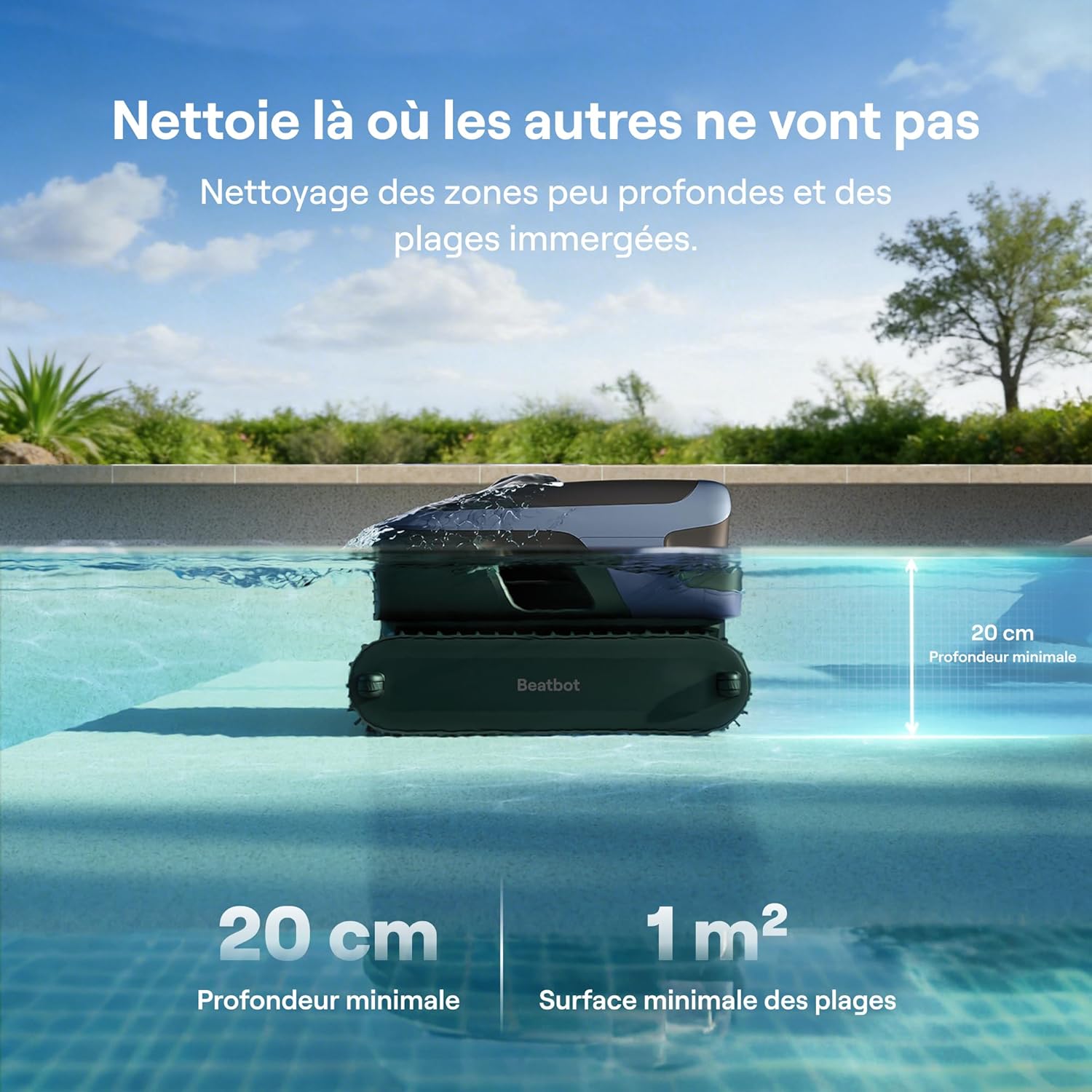 Beatbot - Sora 70 - 300 m² - Robot piscine 4-en-1, 25700 L/h, batterie 10000 mAh, bac 6 L