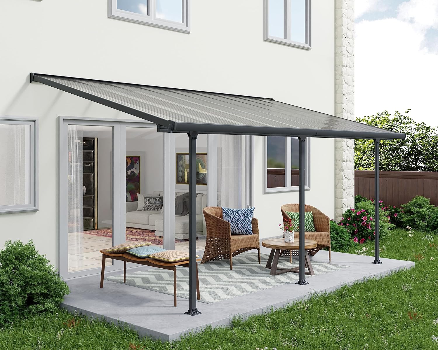 Palram - Feria série - 16.4 m² - aluminium et polycarbonate, moderne, terrasse couverte -