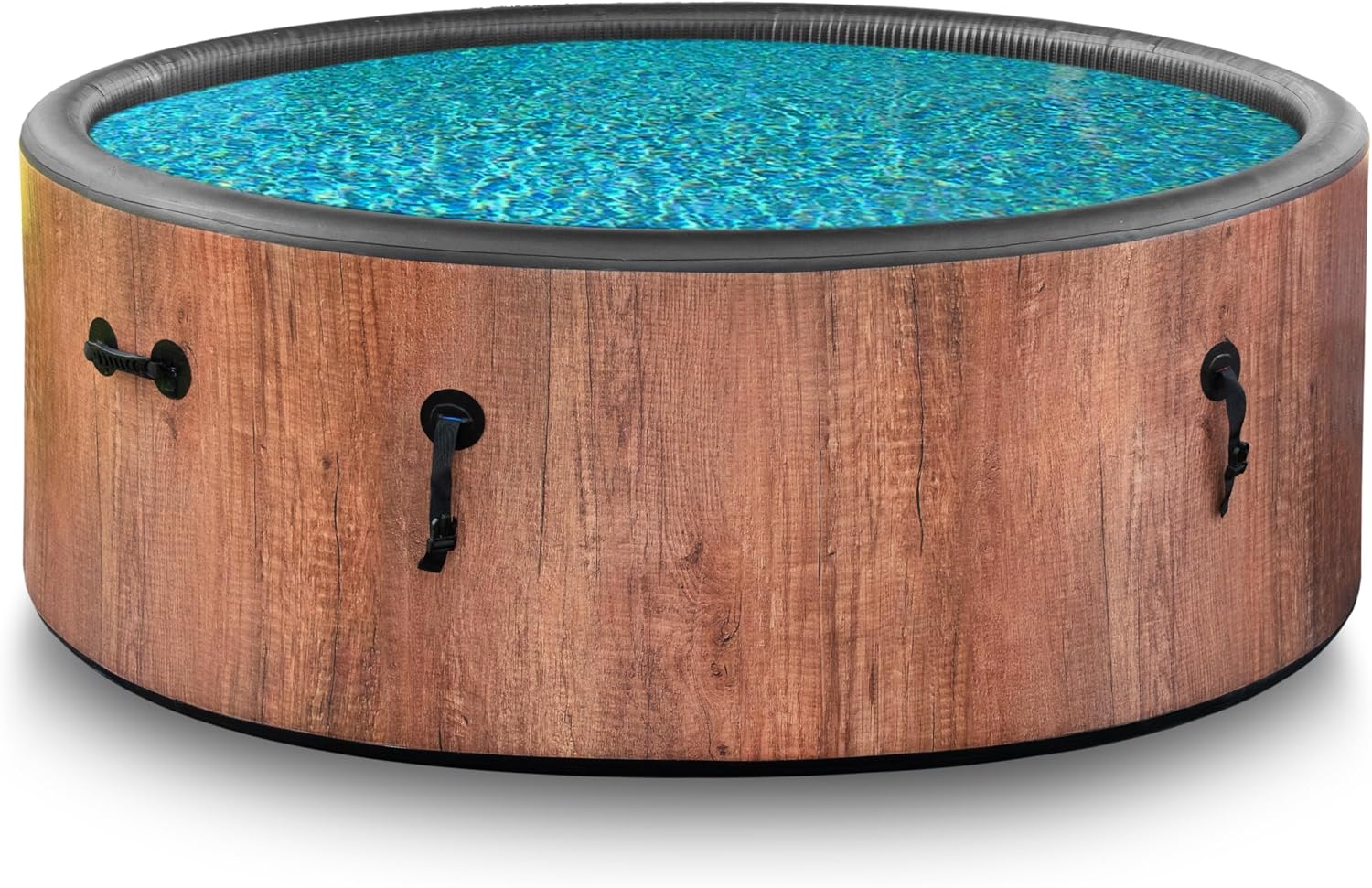 COIL Spa de jardin SPA de plein air Résistant à l'hiver SPA de plein air Gonflable - 6 personnes, aspect bois, matériau DWF robuste, gonflage rapide, hydromassage bien-être (Chêne)