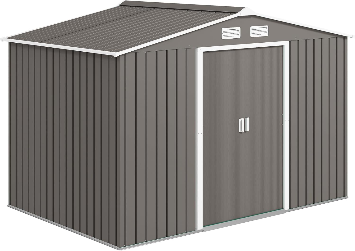 Outsunny - abri de jardin XXL 277x195x192 cm, acier, portes verrouillables, fondation, 4 aérations