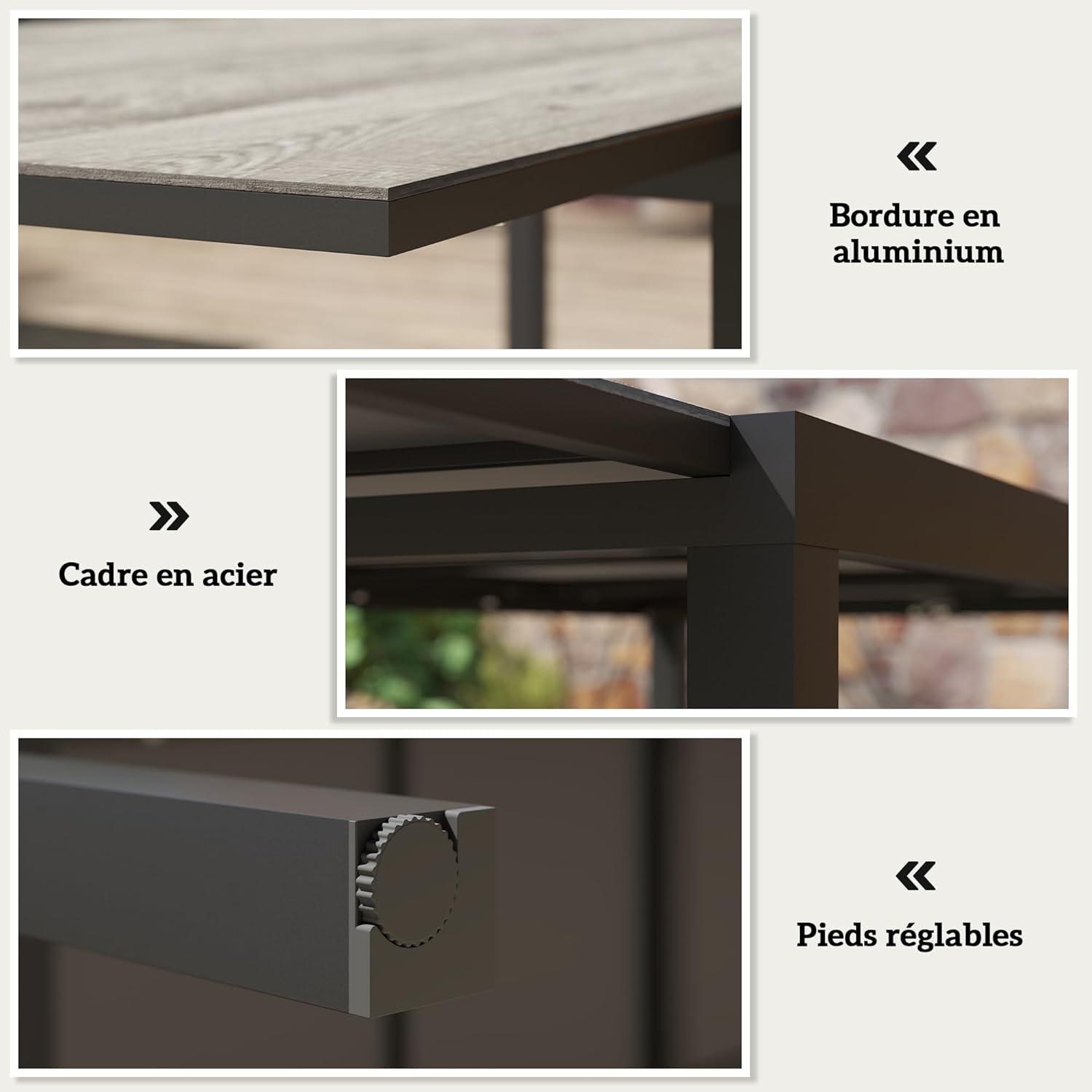 Outsunny - Table Extensible rectangulaire - 160/240 cm - aluminium, acier, 6-8 personnes