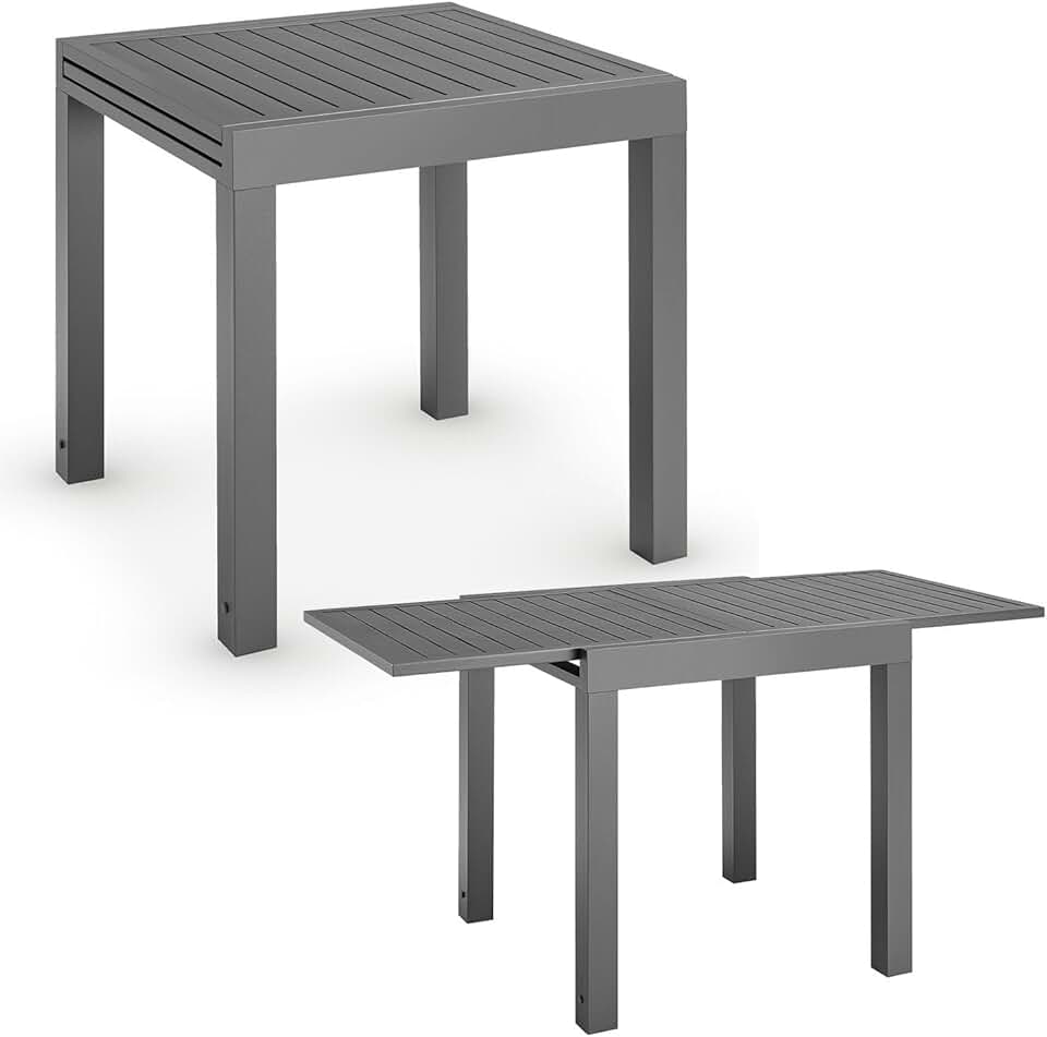 Juskys - Table de jardin Laki - 70x70 cm extensible - Aluminium anthracite