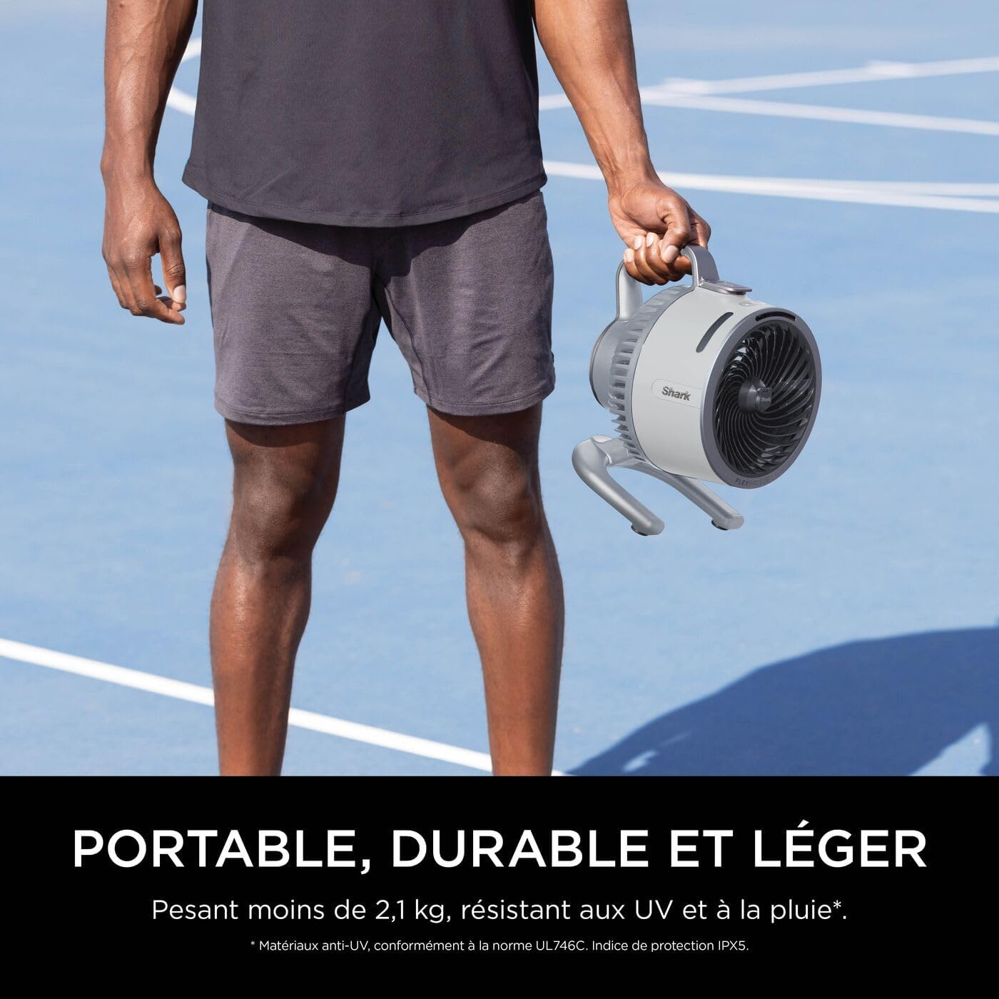 Shark FlexBreeze HydroGo, ventilateur brumisateur portable, rafraîchisseur d'air silencieux intérieur/extérieur, discret et durable, avec/sans fil, léger, 5 réglages de vitesse, Colombe FA050EUDV