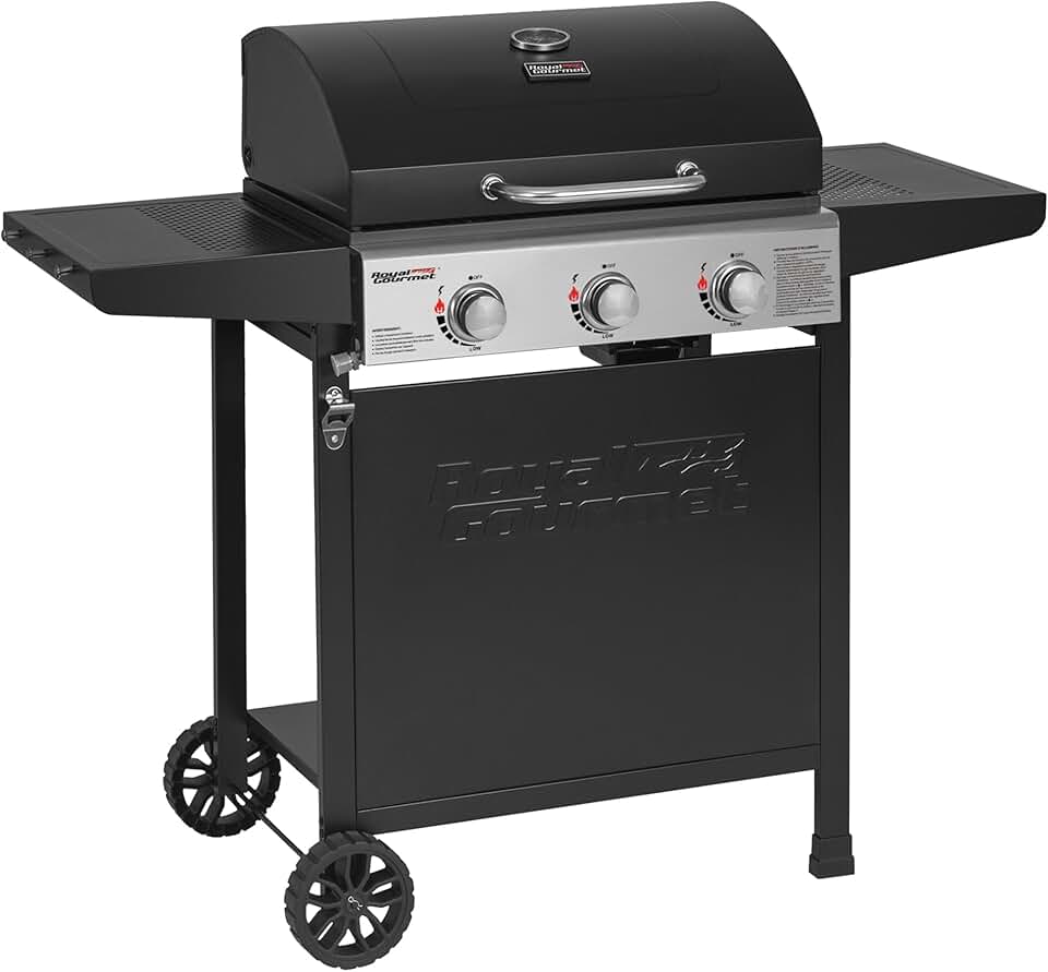 Royal Gourmet – BBQ Gaz 3 brûleurs – 9kW – chariot, capot, grilles, jardin