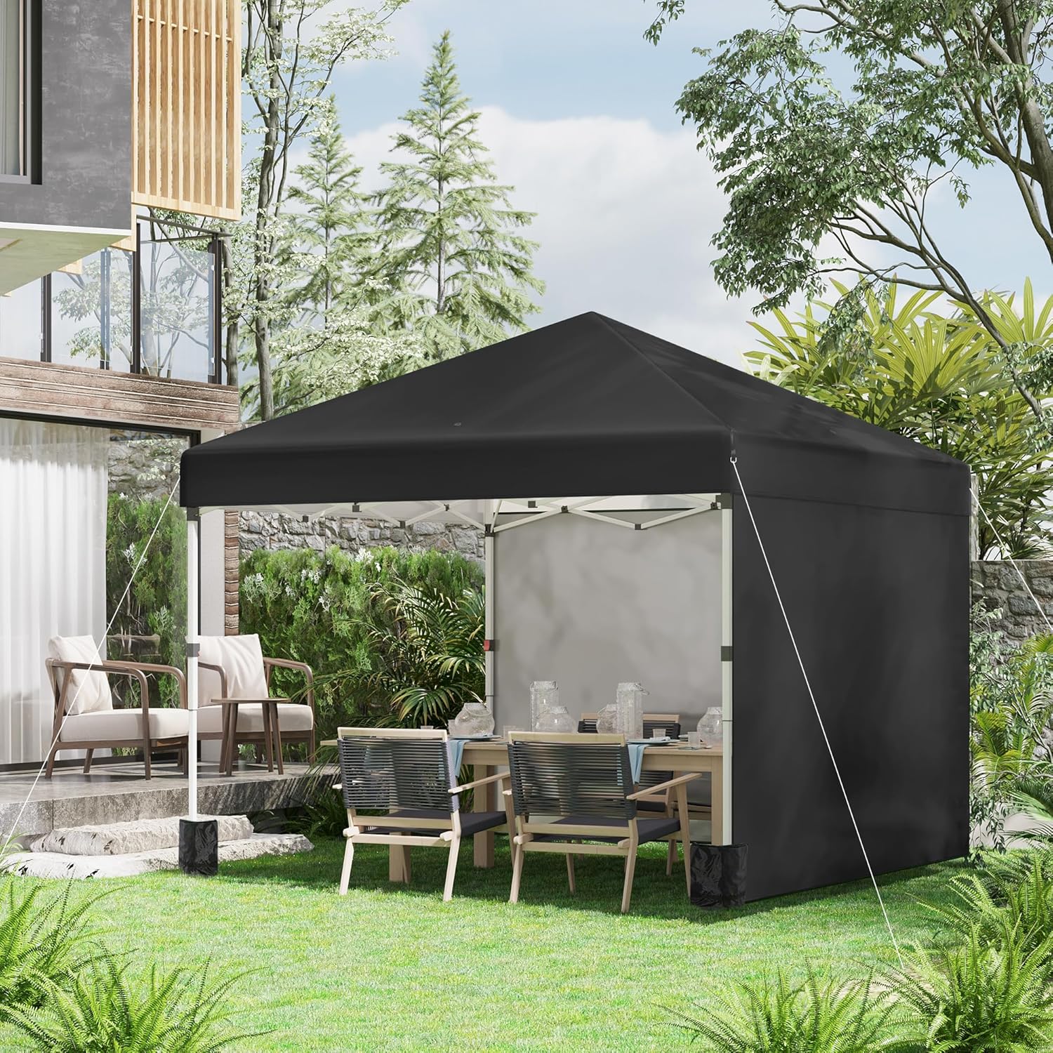 Outsunny - tonnelle pop-up réglable - 297x297x288 cm - UV 30+ 2 parois