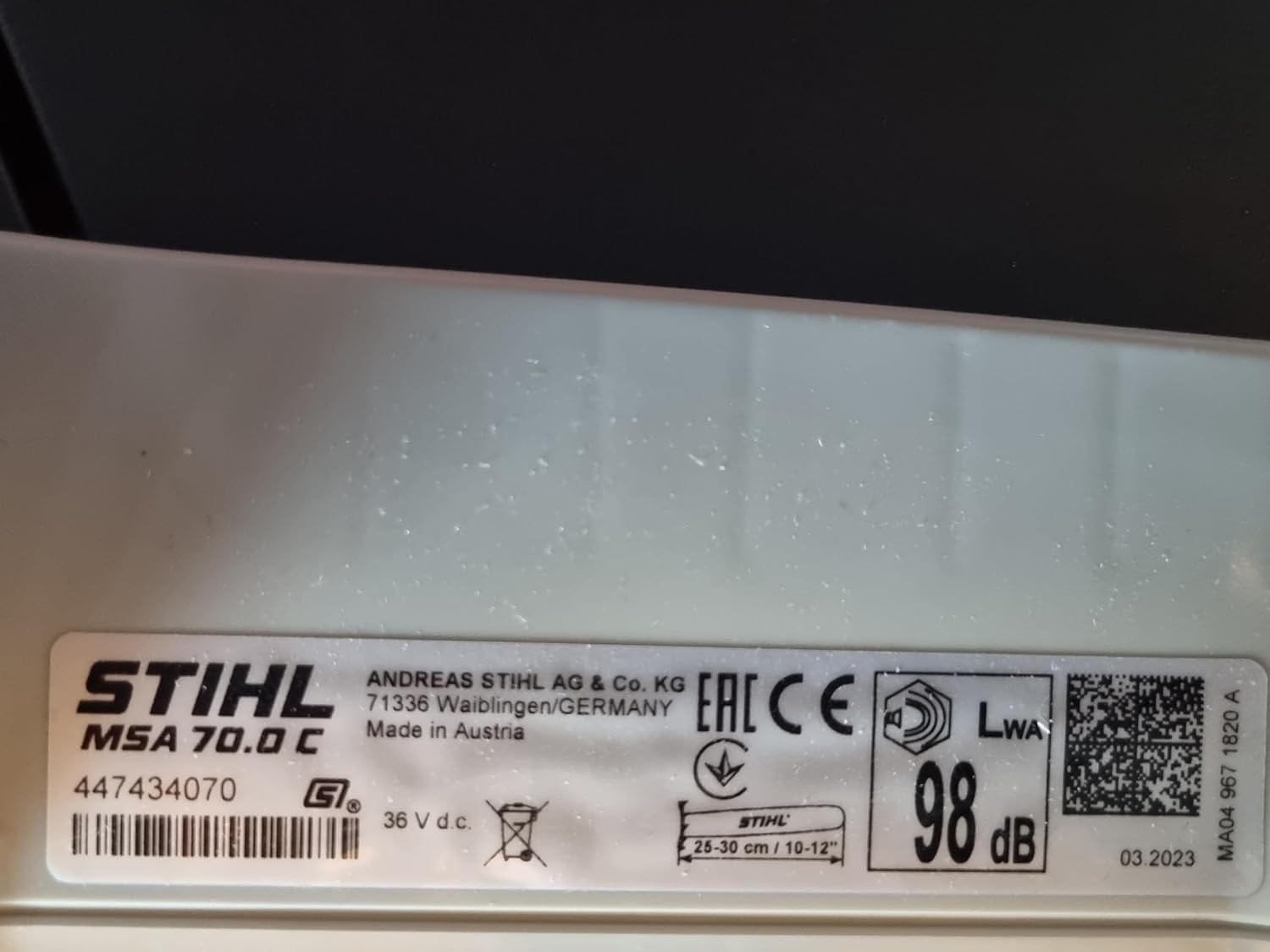 Stihl - Tronçonneuse à batterie série MSA - 35 cm - avec batterie AK30 et chargeur AL101, MSA70C-B