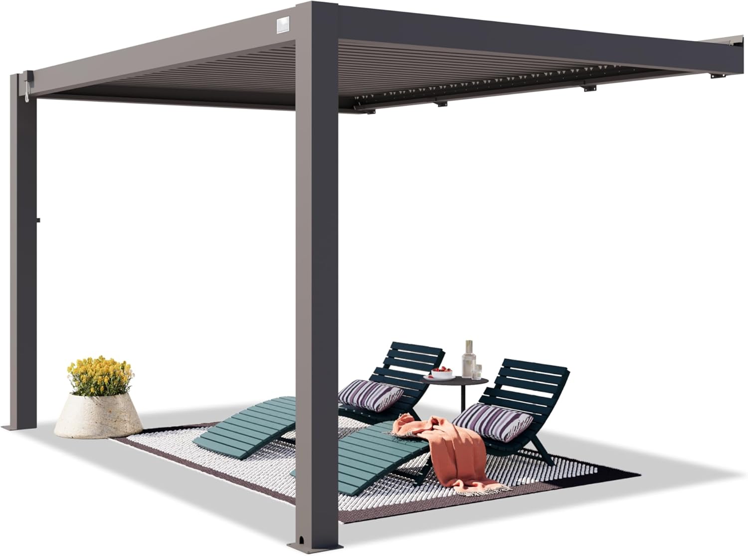 PRIMEYARD - Pergola adossée série - 3x4m - aluminium lames orientables