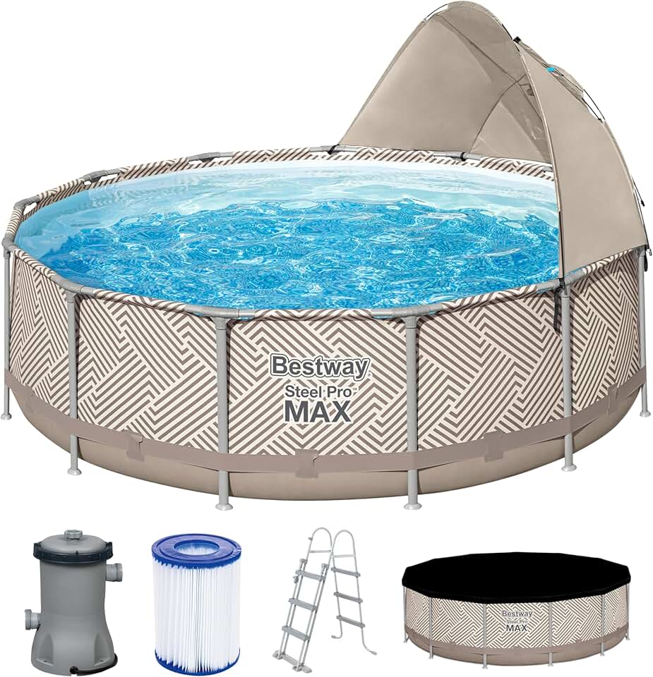Bestway - Steel Pro Max - 396x107 cm - filtre, bâche, échelle, auvent