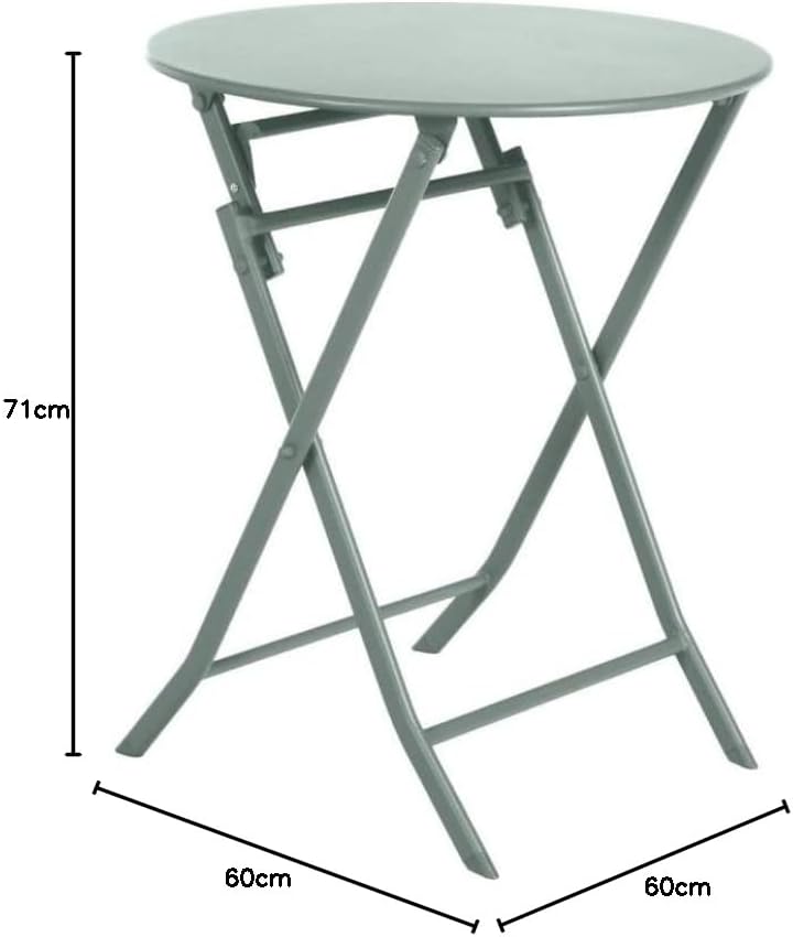 Hespéride - Greensboro - Ø60 cm - Table de jardin pliante acier vert 2 places