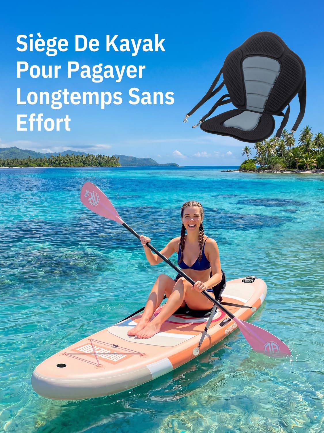 Niphean - paddle gonflable adulte avec siège - ultraléger, aileron stabilisateur, antidérapant, idéal yoga