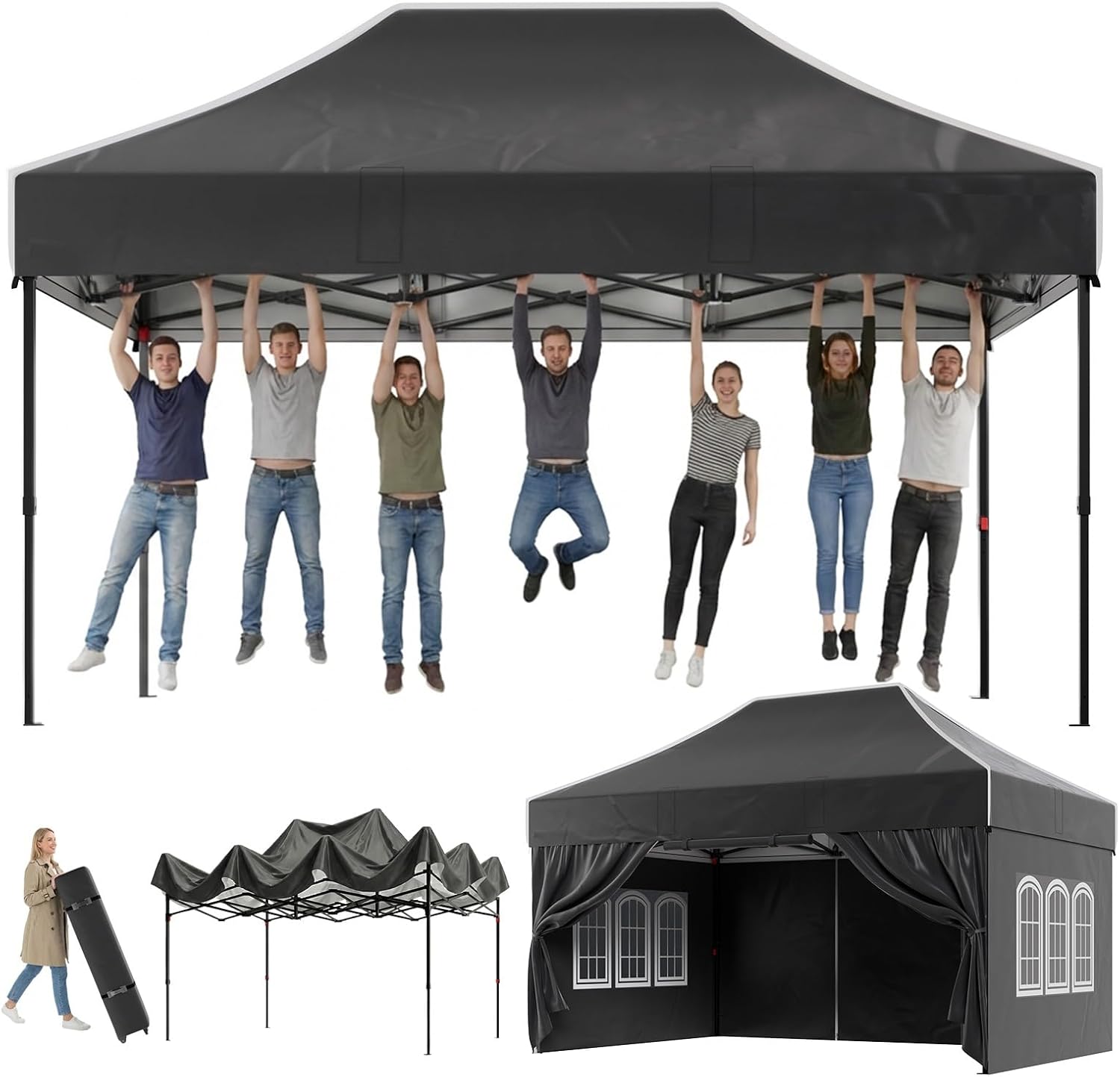 Devoko - Tonnelle série étanche - 3x4,5m - hiver, UV50+, hauteur réglable
