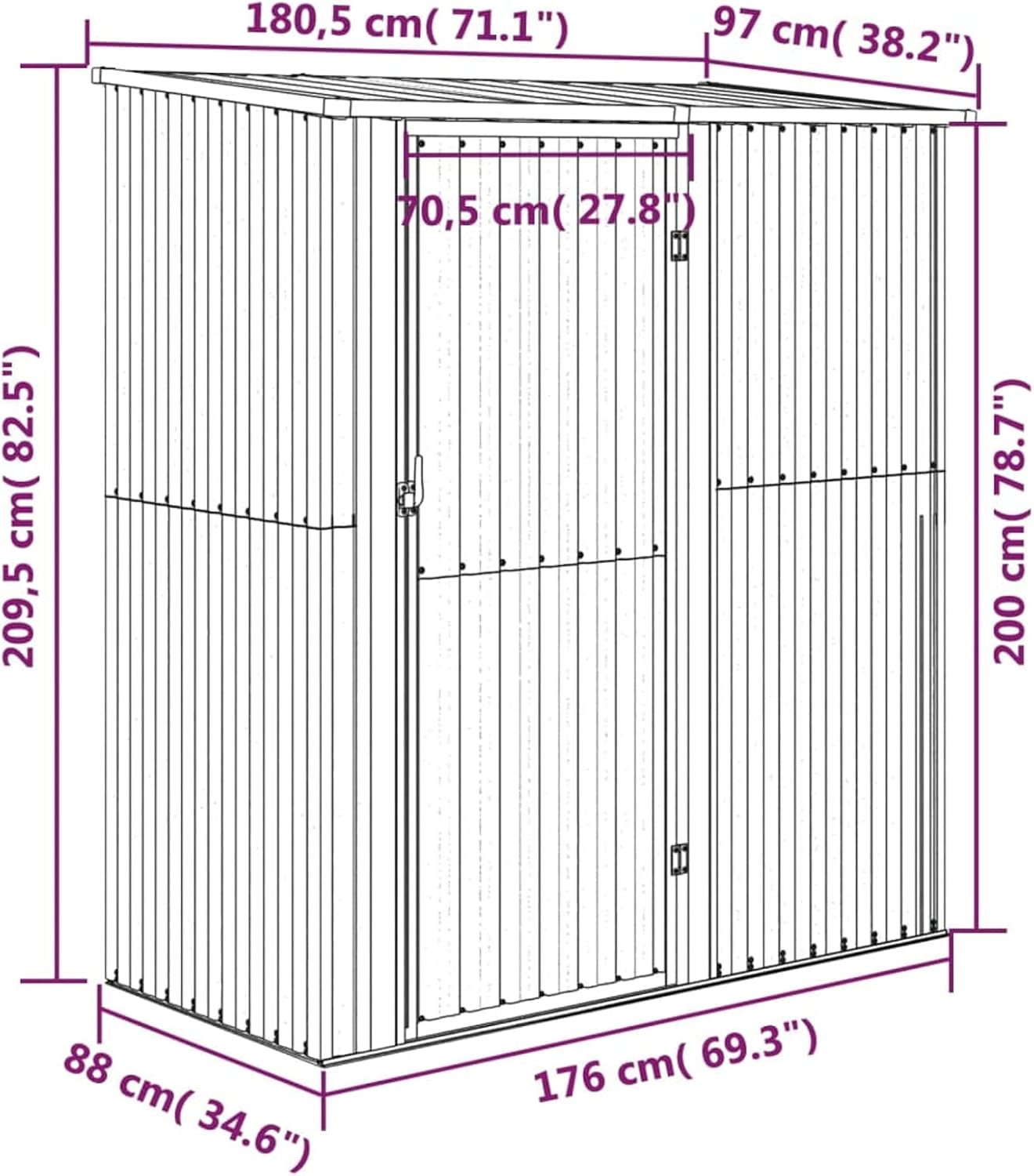 ShGaxin - abri de jardin extérieur acier galvanisé marron 180,5x97x209,5 cm