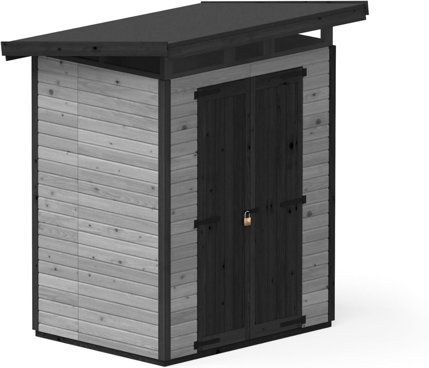 Upyard Abri de Jardin Strongbox M - Robuste Cabane à Outils en Bois avec Fondations Imprégnées et Toit en Plastique Extra-Résistant, 163x127 cm, Gris
