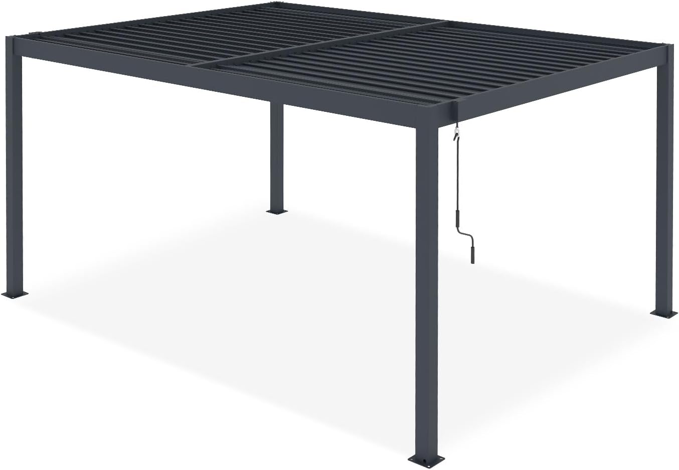 Cazeboo - Piana pergola bioclimatique 4x3m alu lames orientables, rotation 110°, vent 70km/h