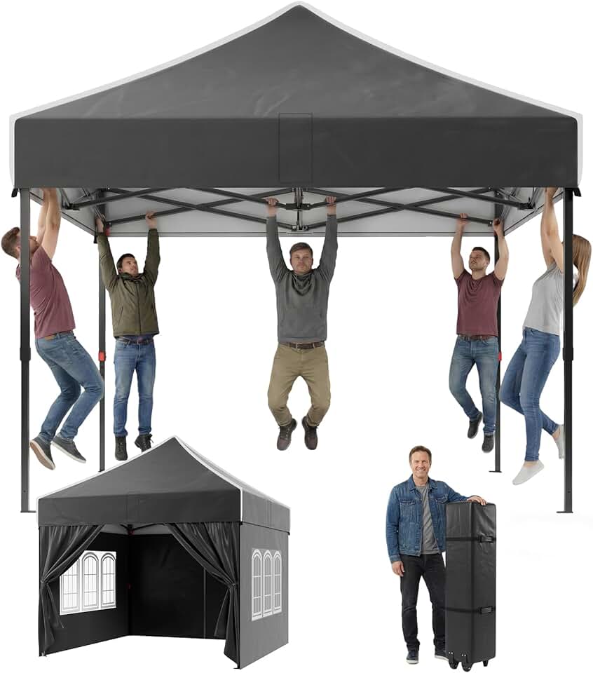 JUMMICO - Tonnelle pliante série jardin 3x3m, cadre robuste, toit haut