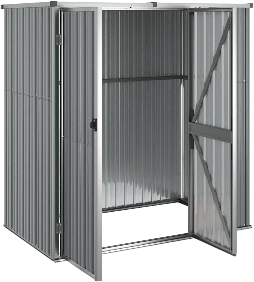Abri à Outils de Jardin - 161x89x161 cm - Acier galvanisé, Gris