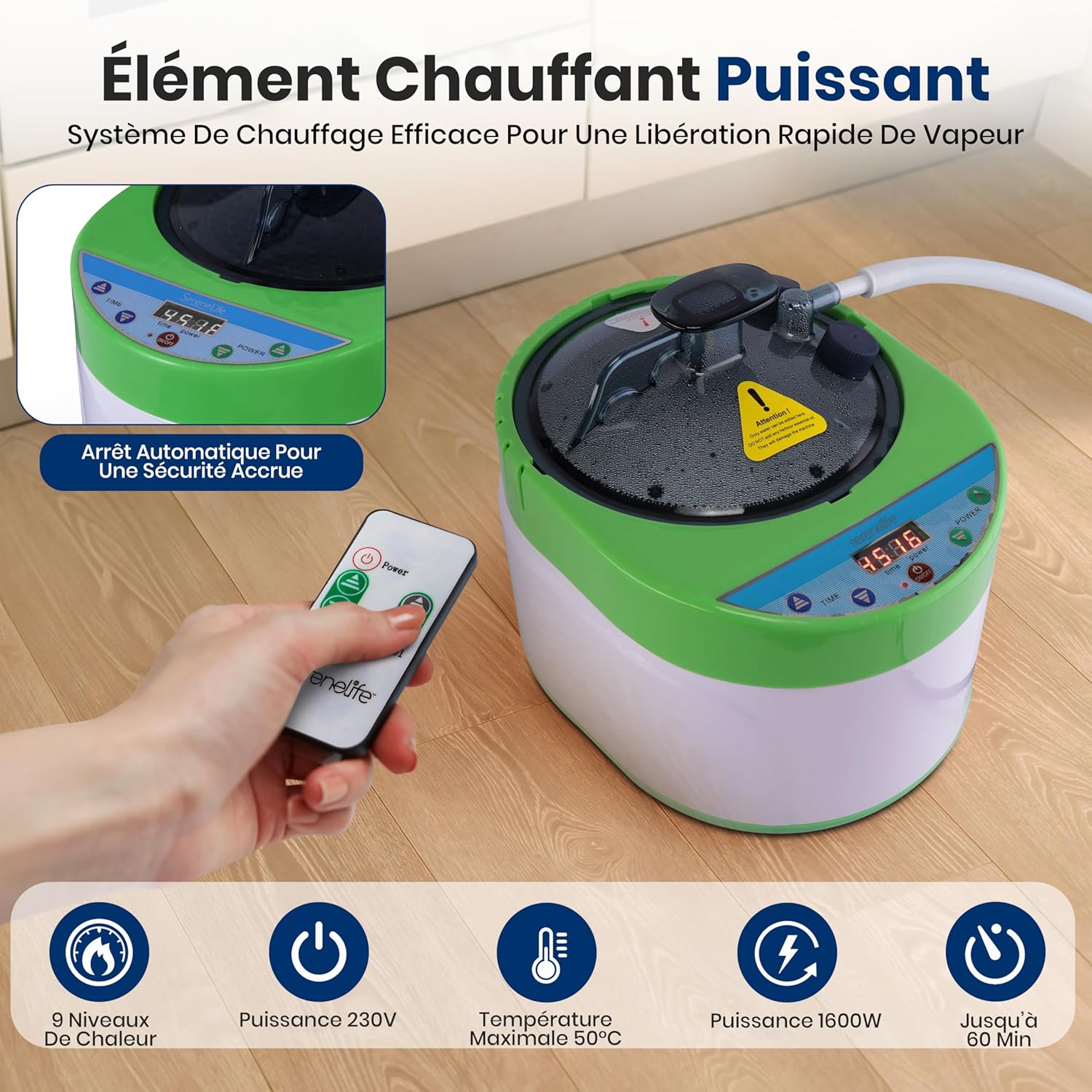 Serenelife Sauna Portable, Sauna Infrarouge avec Vapeur, Spa Maison, Tente Spa avec Télécommande, Chaise Pliable et minuteur